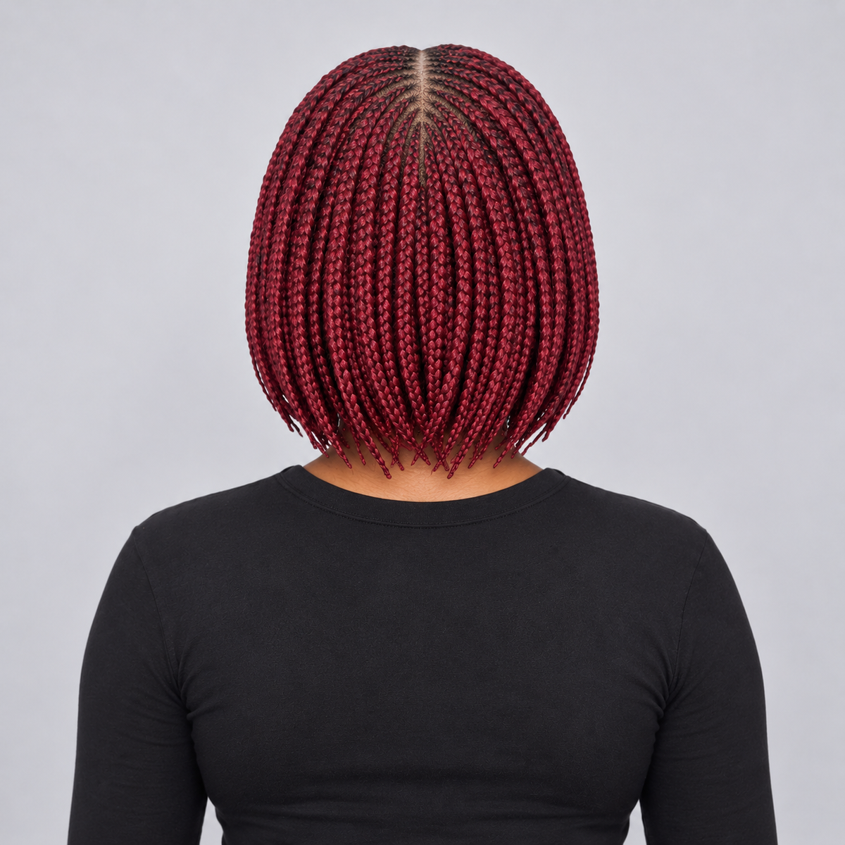 Jessy - Side Part Cornrow Bob 8" HD 13x4 Lace Frontal Wine Color