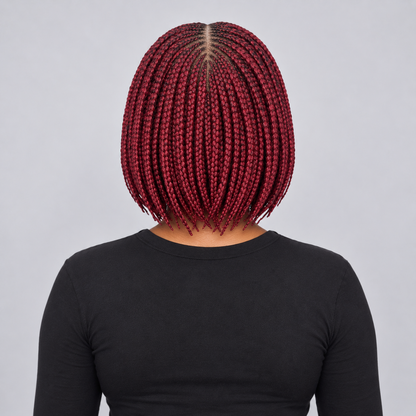 Jessy - Side Part Cornrow Bob 8" HD 13x4 Lace Frontal Wine Color