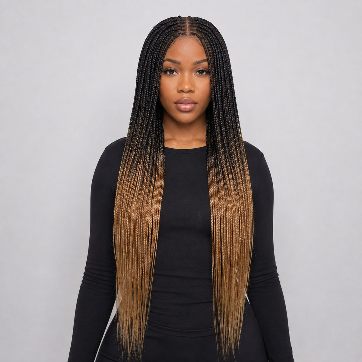 Ashley - Knotless Braids 28" HD 5x5 Lace Closure Color 1B/27