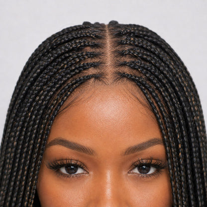 Ashley - Knotless Braids 28" HD 5x5 Lace Closure Color 1B/27