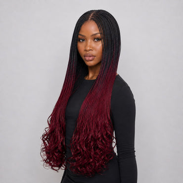 Savannah French Curls - 30" HD 13x4 Lace Frontal Color 1B/Burgundy