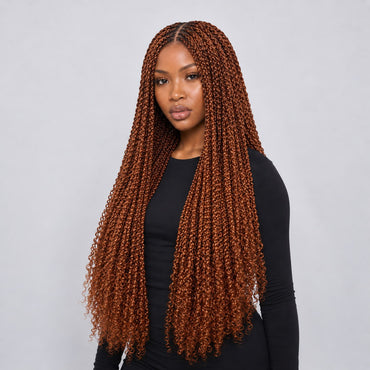 Nelly Kinky Twist - 26" 4x4 Lace Closure Color 30 Brown Wig