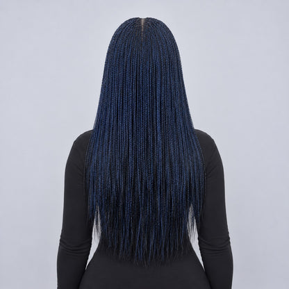 Sheyla Mini Knotless Twist - 22" 13x4 Lace Frontal Blue & Black Mixed