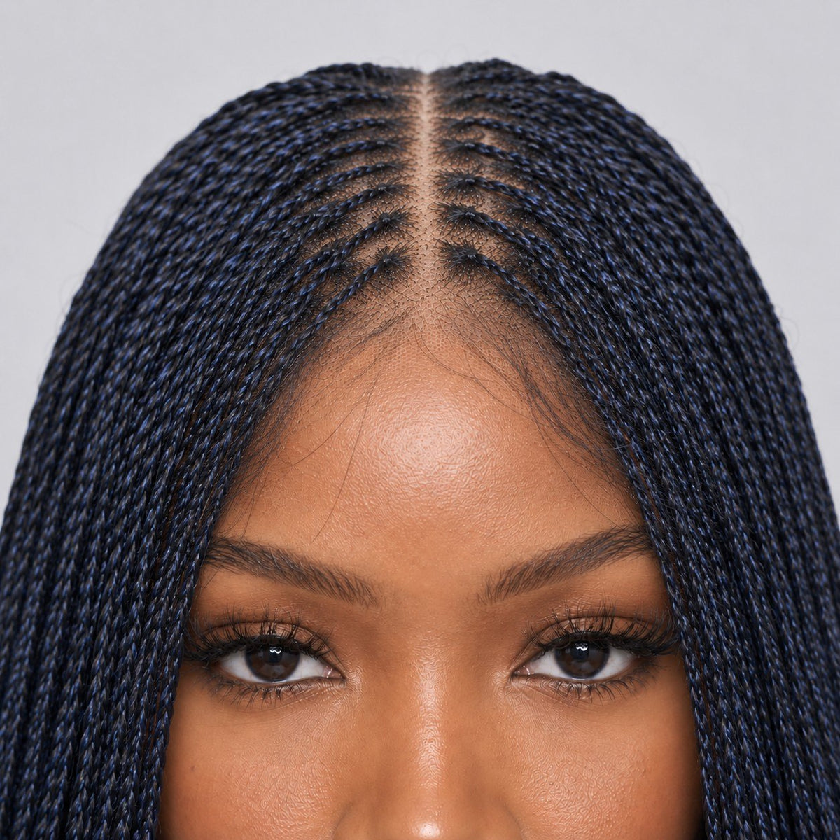 Sheyla Mini Knotless Twist - 22" 13x4 Lace Frontal Blue & Black Mixed