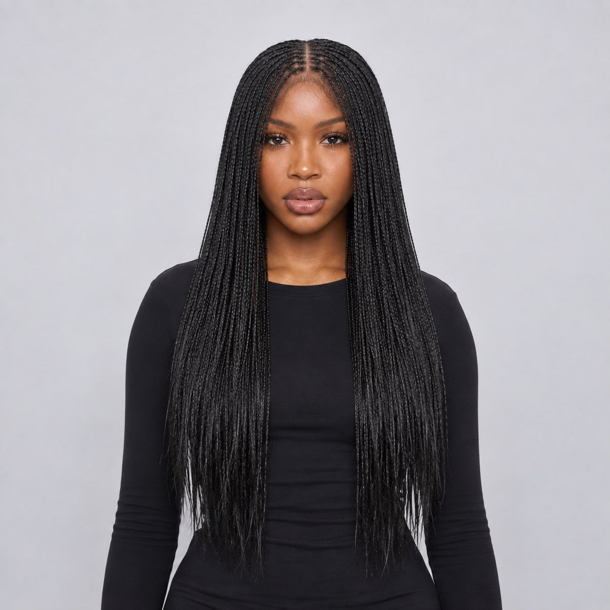 Sheyla Micro Knotless Braids - 22" 13x4 Lace Frontal Black
