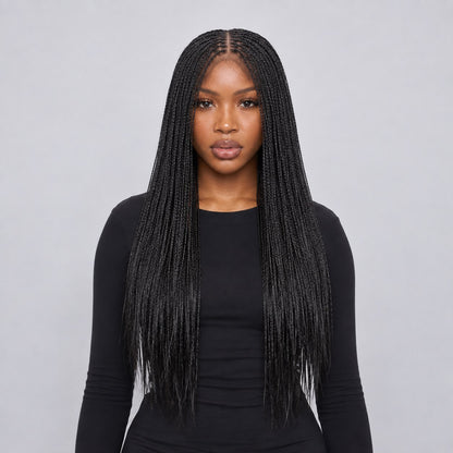Sheyla Micro Knotless Braids - 22" 13x4 Lace Frontal Black