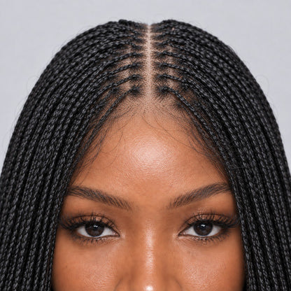 Sheyla Micro Knotless Braids - 22" 13x4 Lace Frontal Black