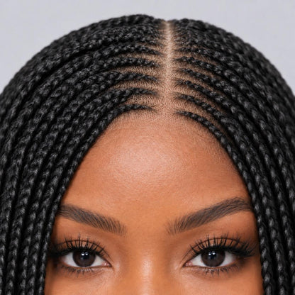 Jessy - Side Part Cornrow Bob 8" HD 13x4 Lace Frontal Black