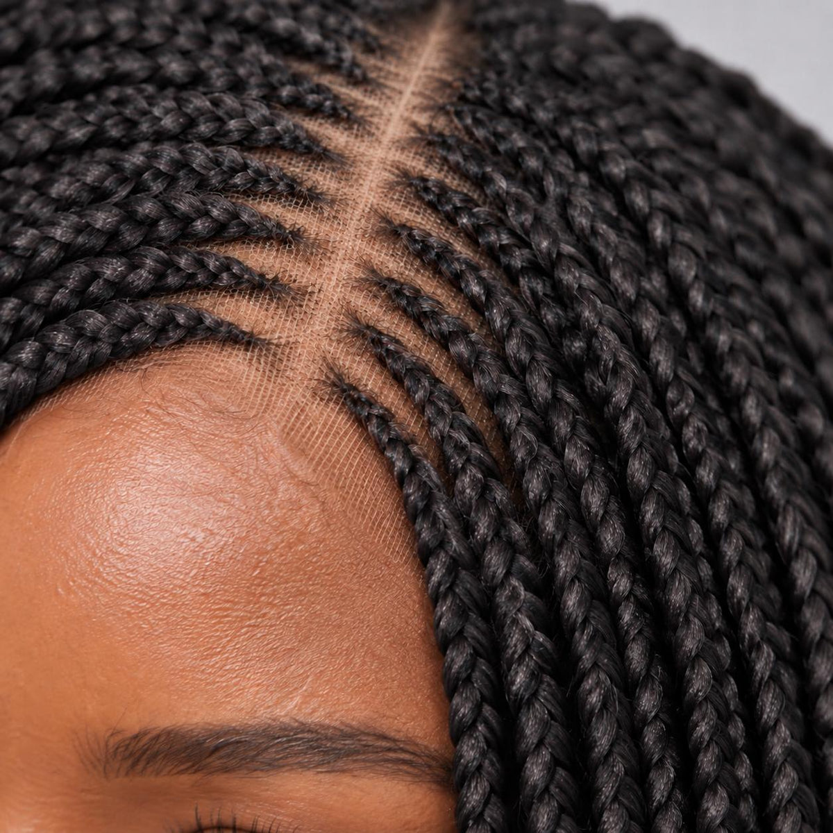 Jessy - Side Part Cornrow Bob 8" HD 13x4 Lace Frontal Black