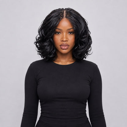Missy - French Curls Knotless Braids 12" HD 5x5 Lace Closure Black