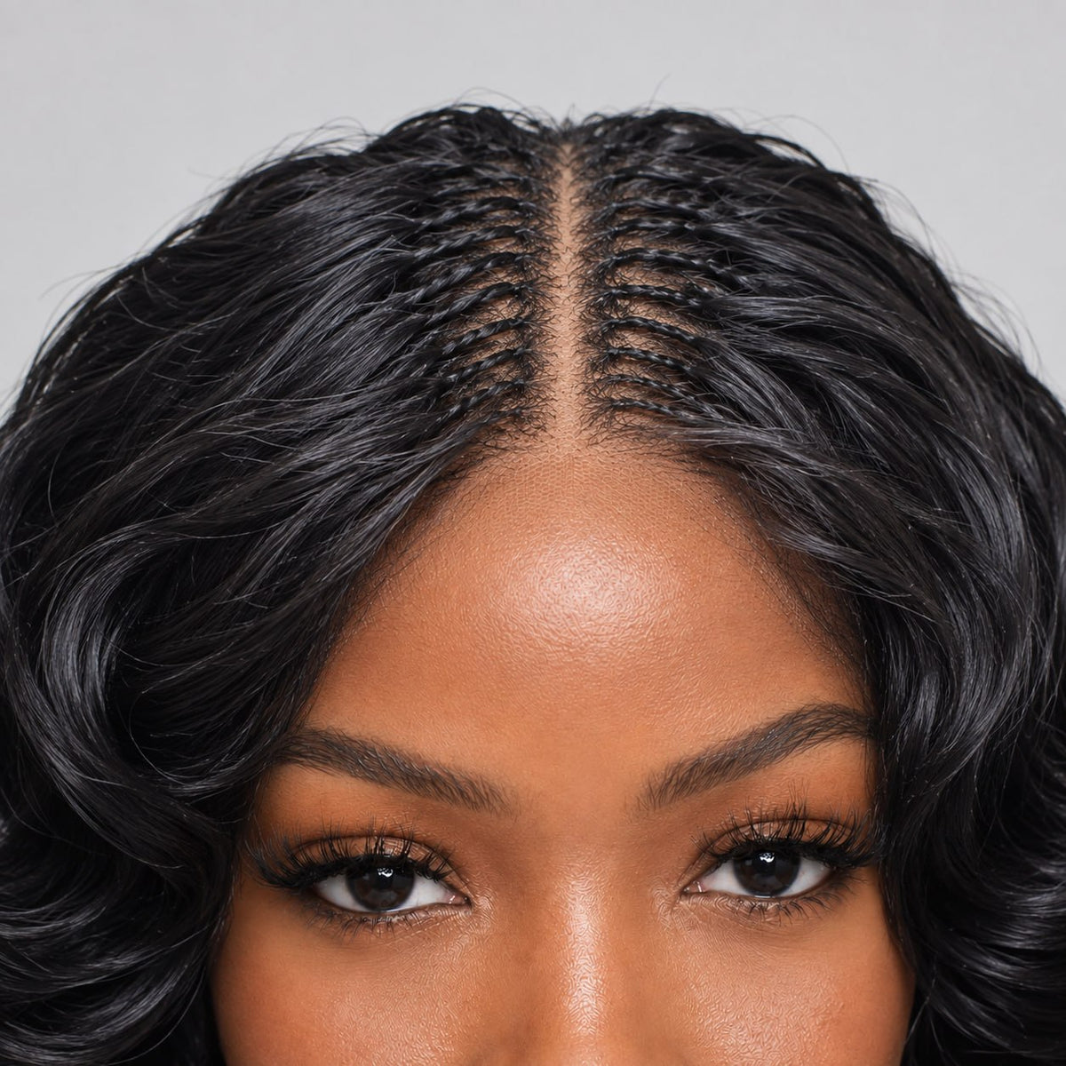Missy - French Curls Knotless Braids 12" HD 5x5 Lace Closure Black