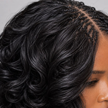 Missy - French Curls Knotless Braids 12" HD 5x5 Lace Closure Black