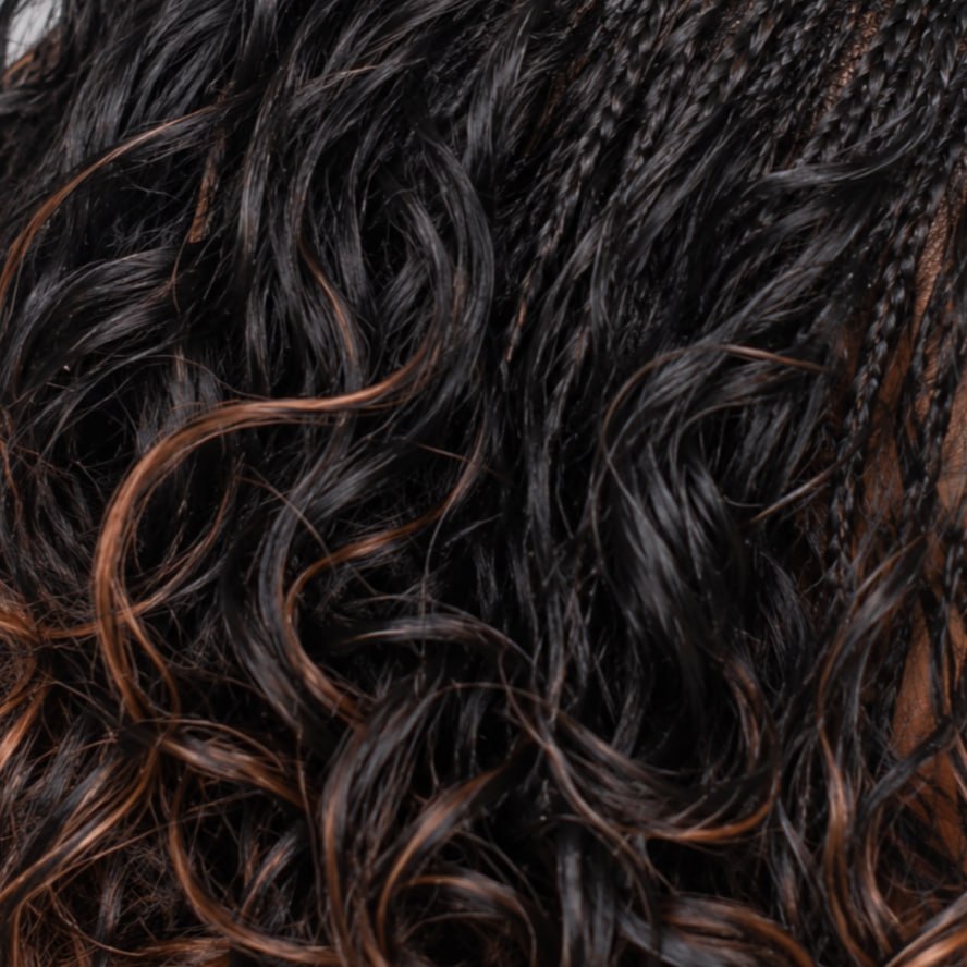 Missy - French Curls Knotless Braids 16" HD 5x5 Lace Closure - 1b/6