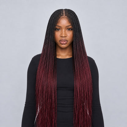 Sheyla Bone Straight Knotless Braids - 40" HD 13x4 Lace Frontal Color 1B/99J