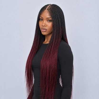 Sheyla Bone Straight Knotless Braids - 40" HD 13x4 Lace Frontal Color 1B/99J