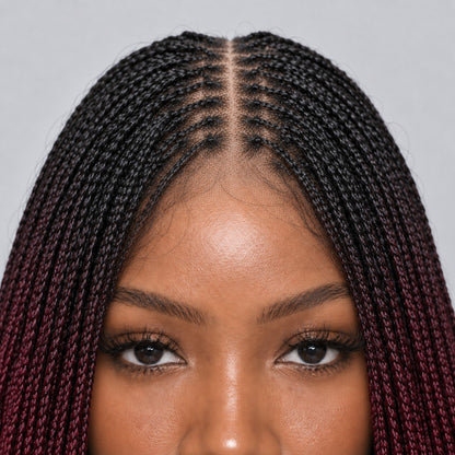 Sheyla Bone Straight Knotless Braids - 40" HD 13x4 Lace Frontal Color 1B/99J