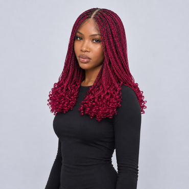 Naima Curly Tips Braids - 16” Hd 4x4 Closure Glueless Color BG