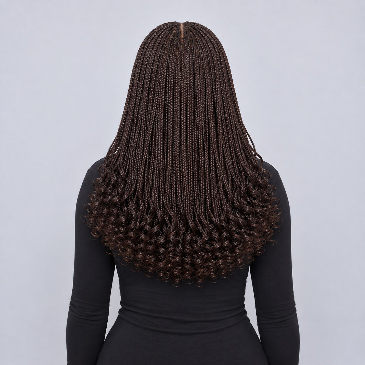 Naima Curly Tips Braids - 18” 5x5 HD Closure Glueless Color 33 Brown