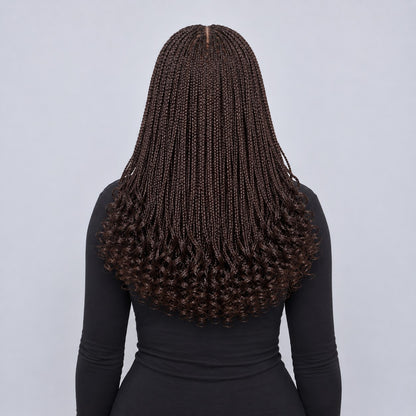 Naima Curly Tips Braids - 18” 5x5 HD Closure Glueless Color 33 Brown