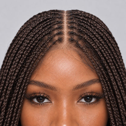Naima Curly Tips Braids - 18” 5x5 HD Closure Glueless Color 33 Brown