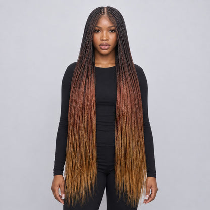 Sheyla Bone Straight - 38" HD Frontal Knotless Wig - Color T1B/30/27