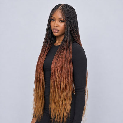 Sheyla Bone Straight - 38" HD Frontal Knotless Wig - Color T1B/30/27