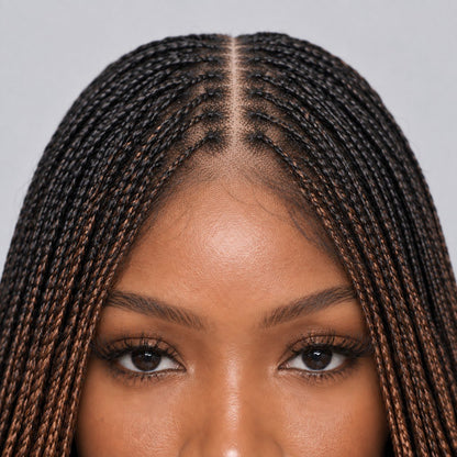 Sheyla Bone Straight - 38" HD Frontal Knotless Wig - Color T1B/30/27