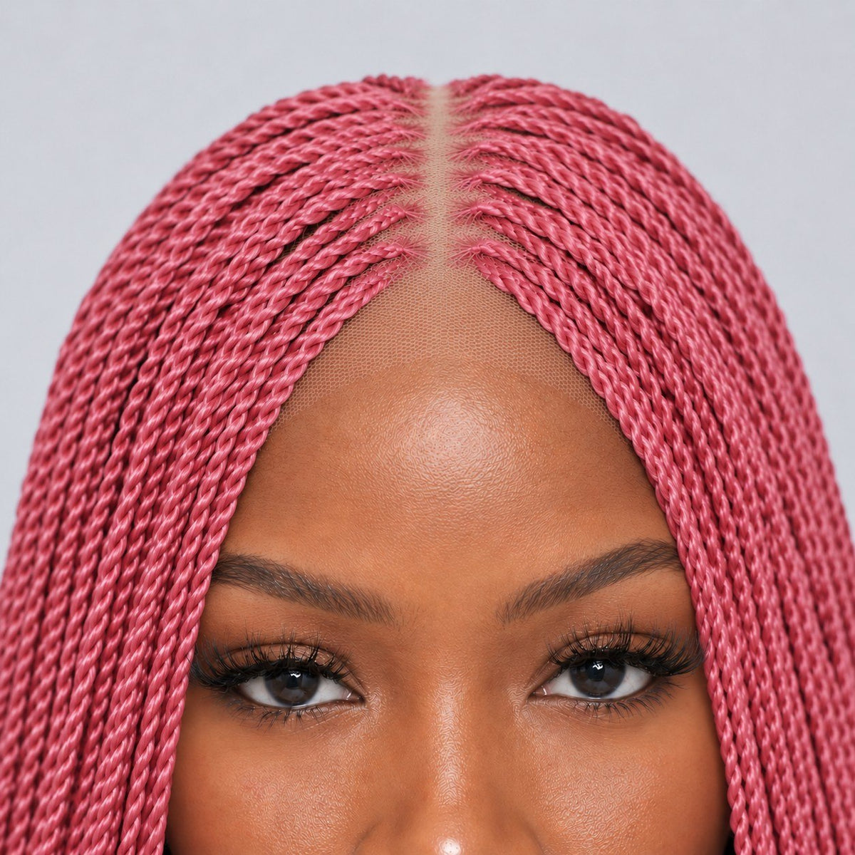 Megan Senegalese Knotless Twist Wig - 48” 4x4 Closure Glueless Pink Color