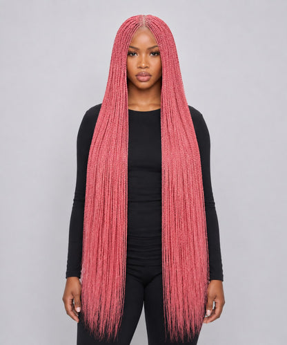 Megan Senegalese Knotless Twist Wig - 48” 4x4 Closure Glueless Pink Color