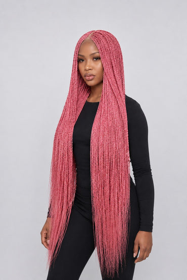 Megan Senegalese Knotless Twist Wig - 48” 4x4 Closure Glueless Pink Color
