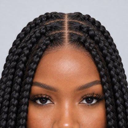 TEYANA - Jumbo Knotless Braids - 16" HD Full Lace Color Black