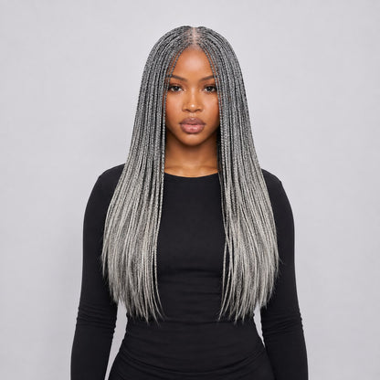Sheyla Micro Knotless Braids - 22" 13x4 Lace Frontal Grey