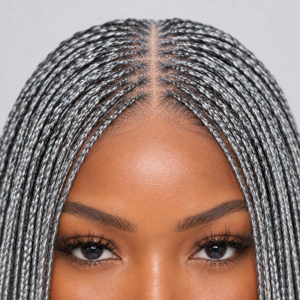 Sheyla Micro Knotless Braids - 22" 13x4 Lace Frontal Grey