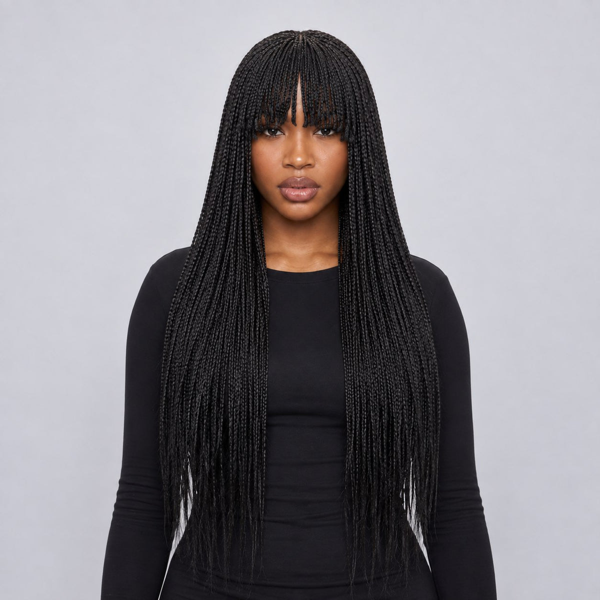 Nancy Fringe Knotless Braids - 26” Full Lace Glueless Natural Black