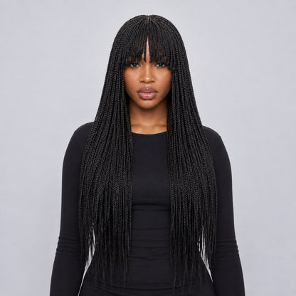Nancy Fringe Knotless Braids - 26” Full Lace Glueless Natural Black