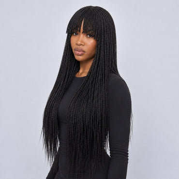 Nancy Fringe Knotless Braids - 26” Full Lace Glueless Natural Black