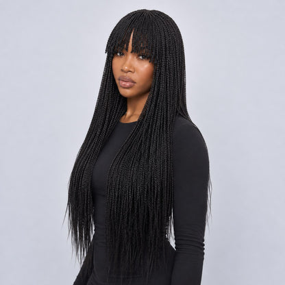 Nancy Fringe Knotless Braids - 26” Full Lace Glueless Natural Black