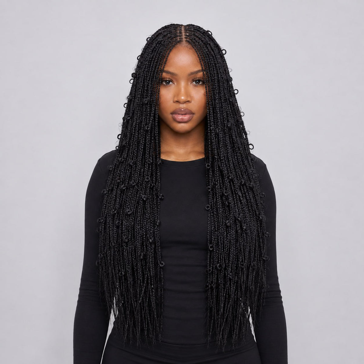 Amanda - Butterfly Knotless Braids 22" HD 4x4 Lace Closure Color Black