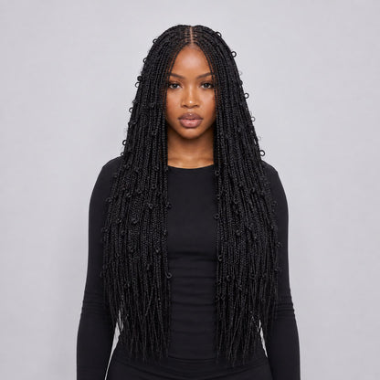 Amanda - Butterfly Knotless Braids 22" HD 4x4 Lace Closure Color Black