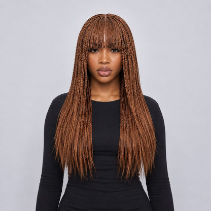 Nancy Fringe Braids - 18” Full Lace Glueless Color 30/27 Mixed Brown