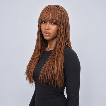 Nancy Fringe Braids - 18” Full Lace Glueless Color 30/27 Mixed Brown