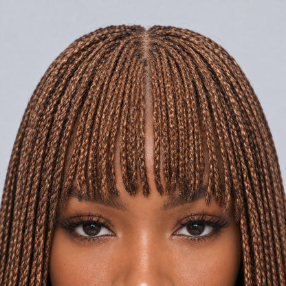 Nancy Fringe Braids - 18” Full Lace Glueless Color 30/27 Mixed Brown