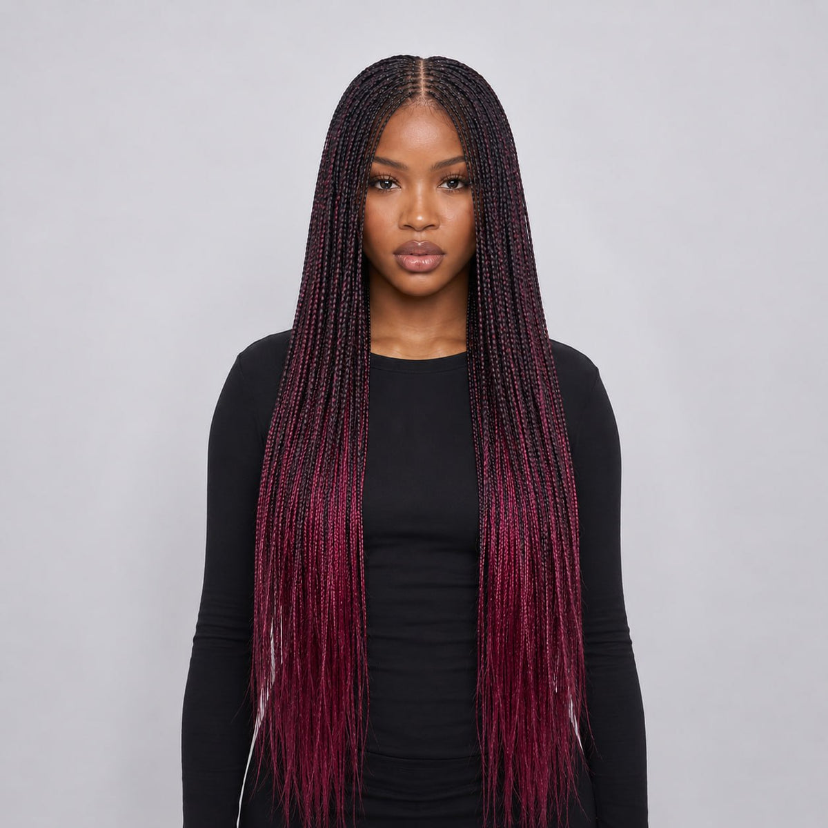 Ashley - Knotless Braids 28" HD 5x5 Lace Closure Color 1B/BUG