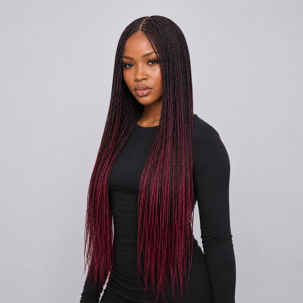 Ashley - Knotless Braids 28" HD 5x5 Lace Closure Color 1B/BUG