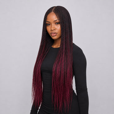 Ashley - Knotless Braids 28" HD 5x5 Lace Closure Color 1B/BUG