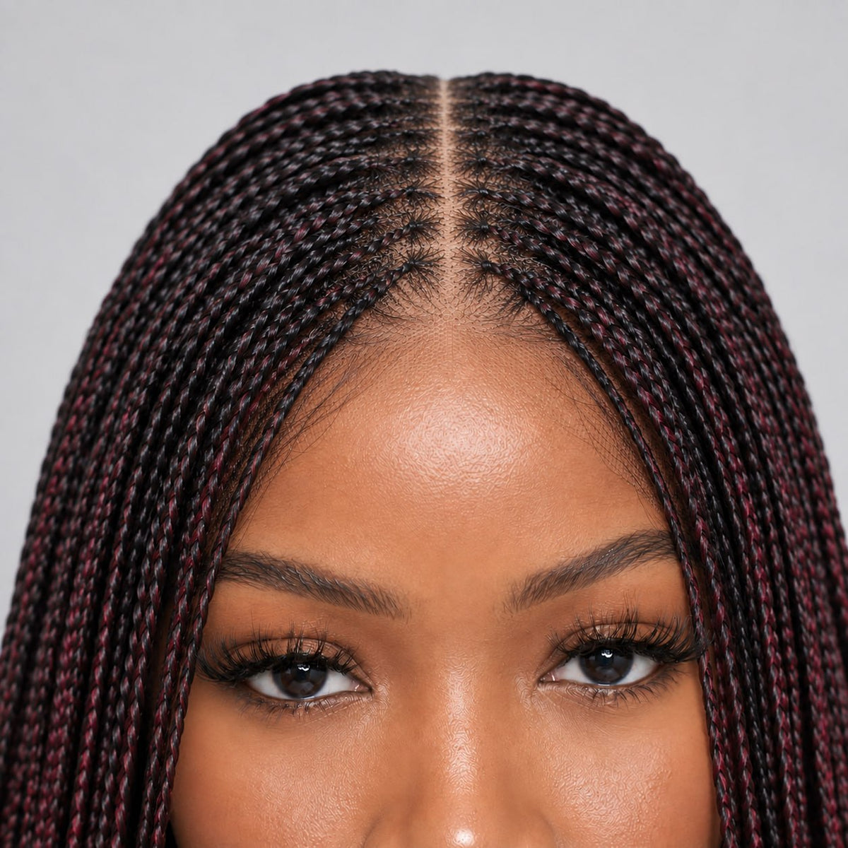 Ashley - Knotless Braids 28" HD 5x5 Lace Closure Color 1B/BUG