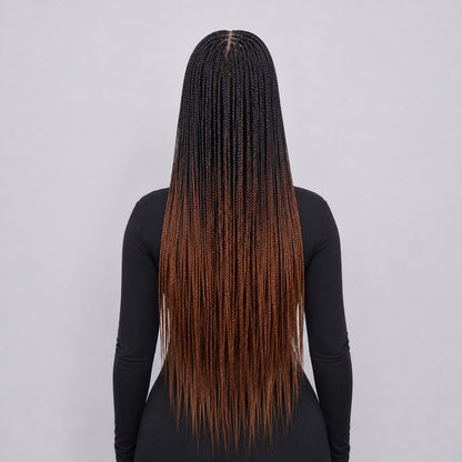 Ashley - Knotless Braids  28" HD 5x5 Lace Closure Color 1b/6