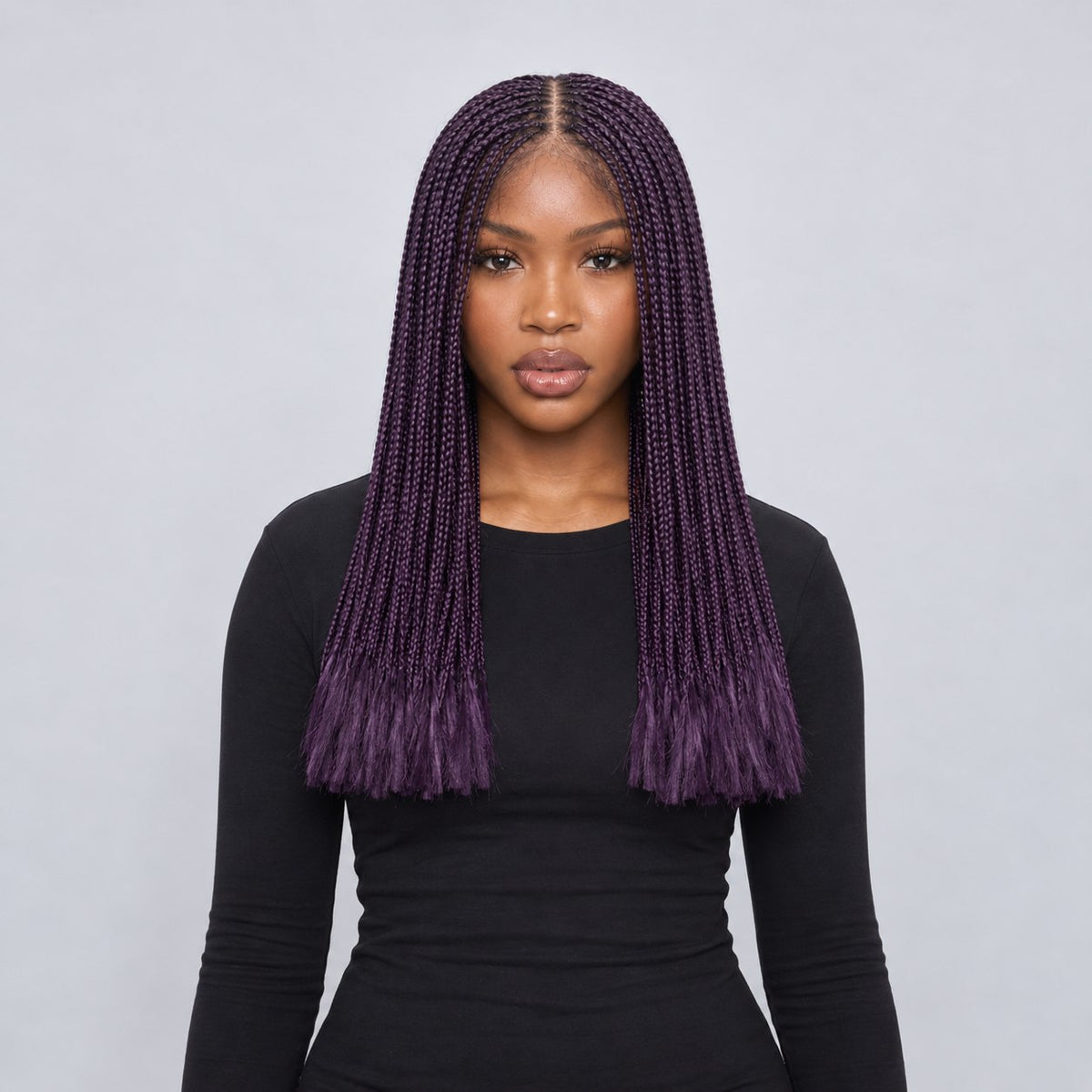 Zoe Blunt Tips Braids - 16” 4x4 Closure Glueless Color Purple