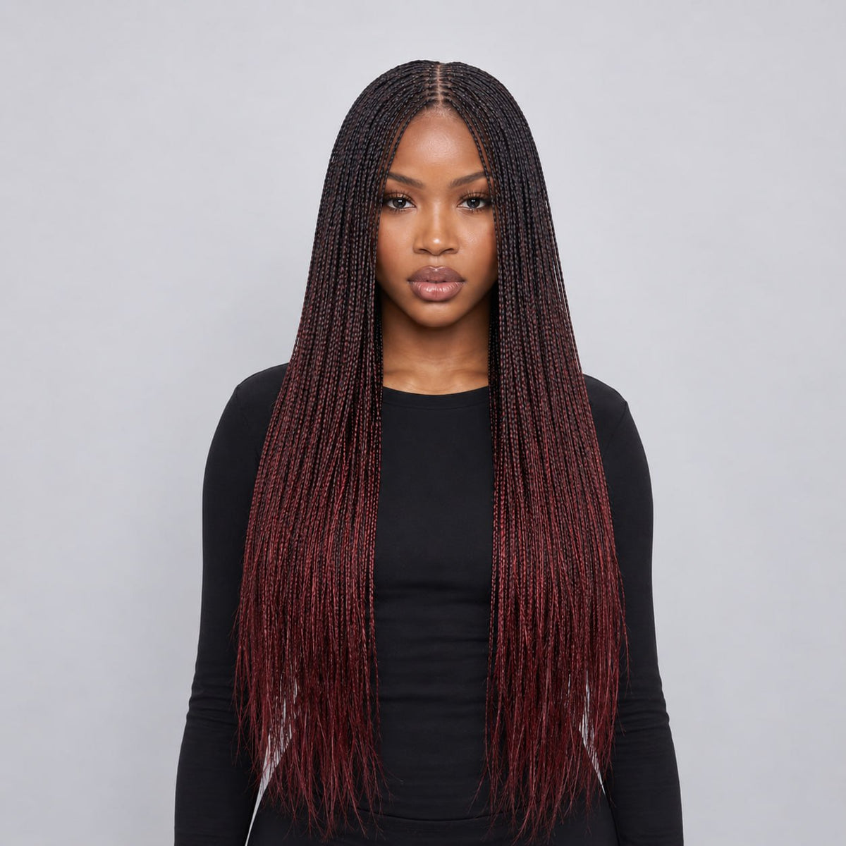 Ashley - Knotless Braids 28" HD 5x5 Lace Closure Color 1B/350