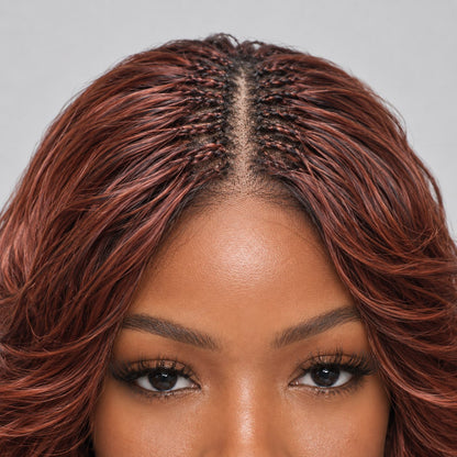 Missy - French Curls Knotless Braids - 12" HD 5x5 Lace Closure color 350